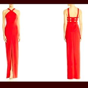 Aidan Mattox Red Gown with cutouts